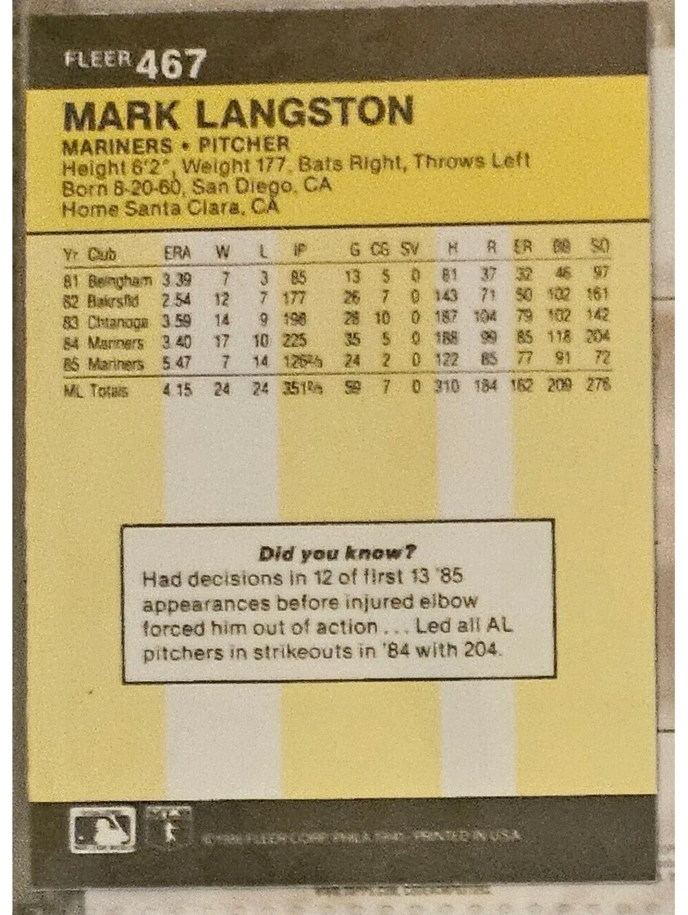 Fleer 1986 baseball